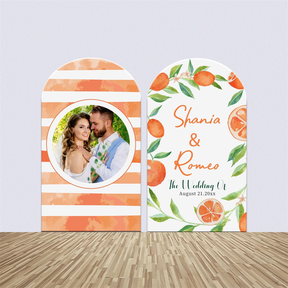 Wedding Shower Backdrops Watercolor Orange Leaf Arch Backdrop Kit LXX4-129