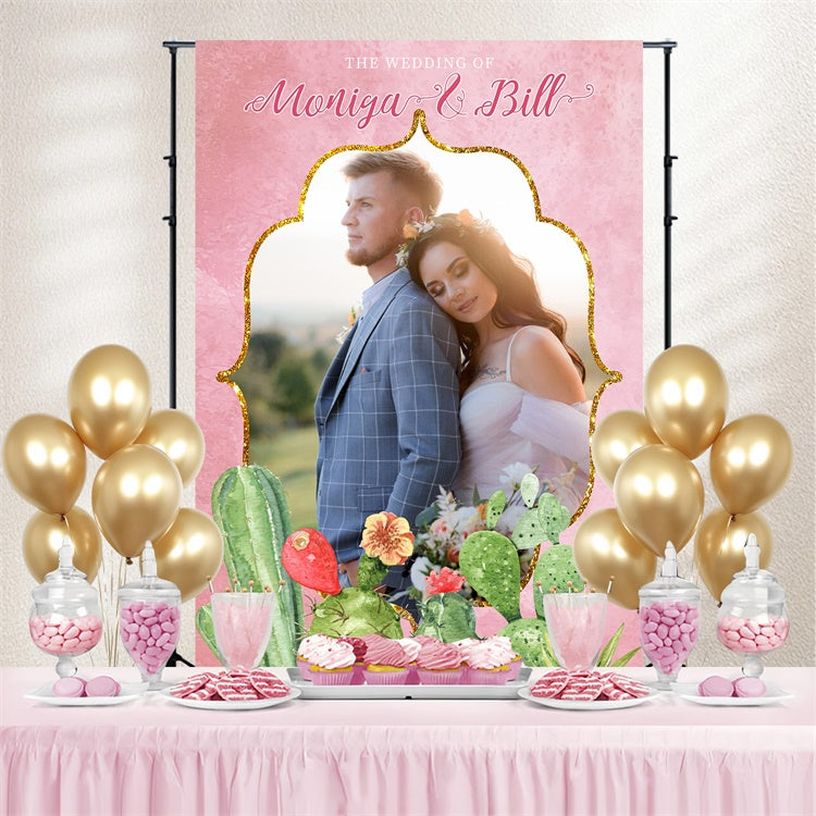 Custom Backdrop For Wedding Cactus Garden Love Backdrop LXX4-132