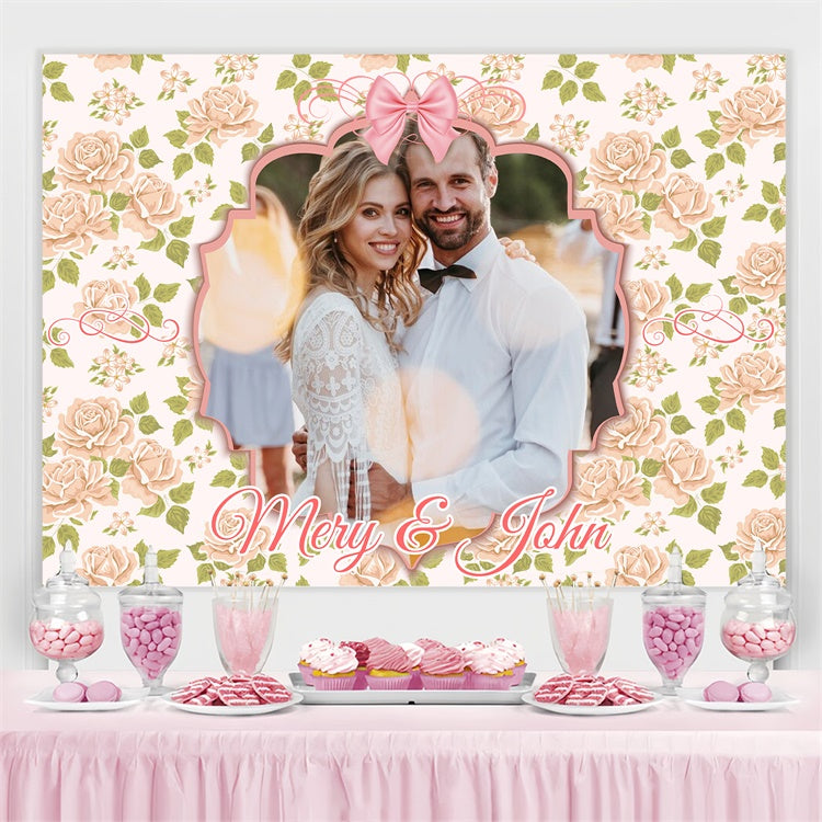 Custom Wedding Photo Backdrop Cream Rose Vintage Backdrop LXX4-134