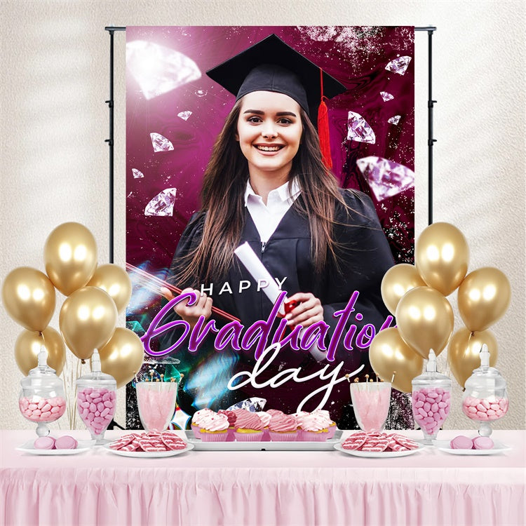 Personalized Graduation Backdrop Radiant Diamond Graduation Party Backdrop LXX4-142