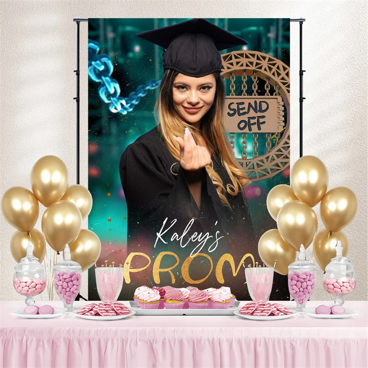 Prom 2025 Backdrop Green Sparkle Graduation Party Backdrop LXX4-150
