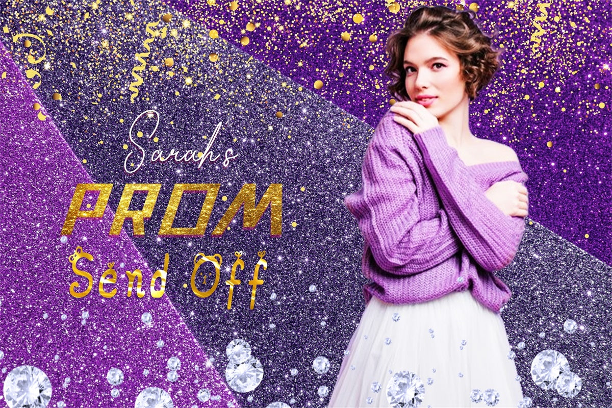 Prom Backdrops Dreamy Purple Glitter Graduation Party Backdrop LXX4-175
