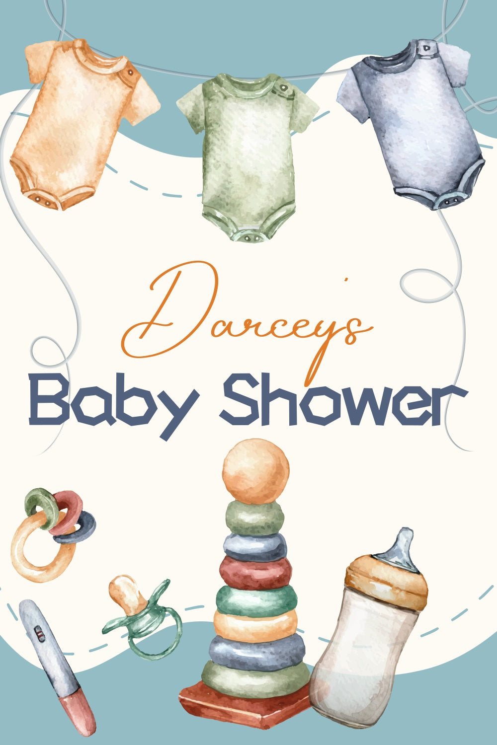Baby Shower Backdrop Boy Onesie Toys Decor Personalized Backdrop LXX4-186