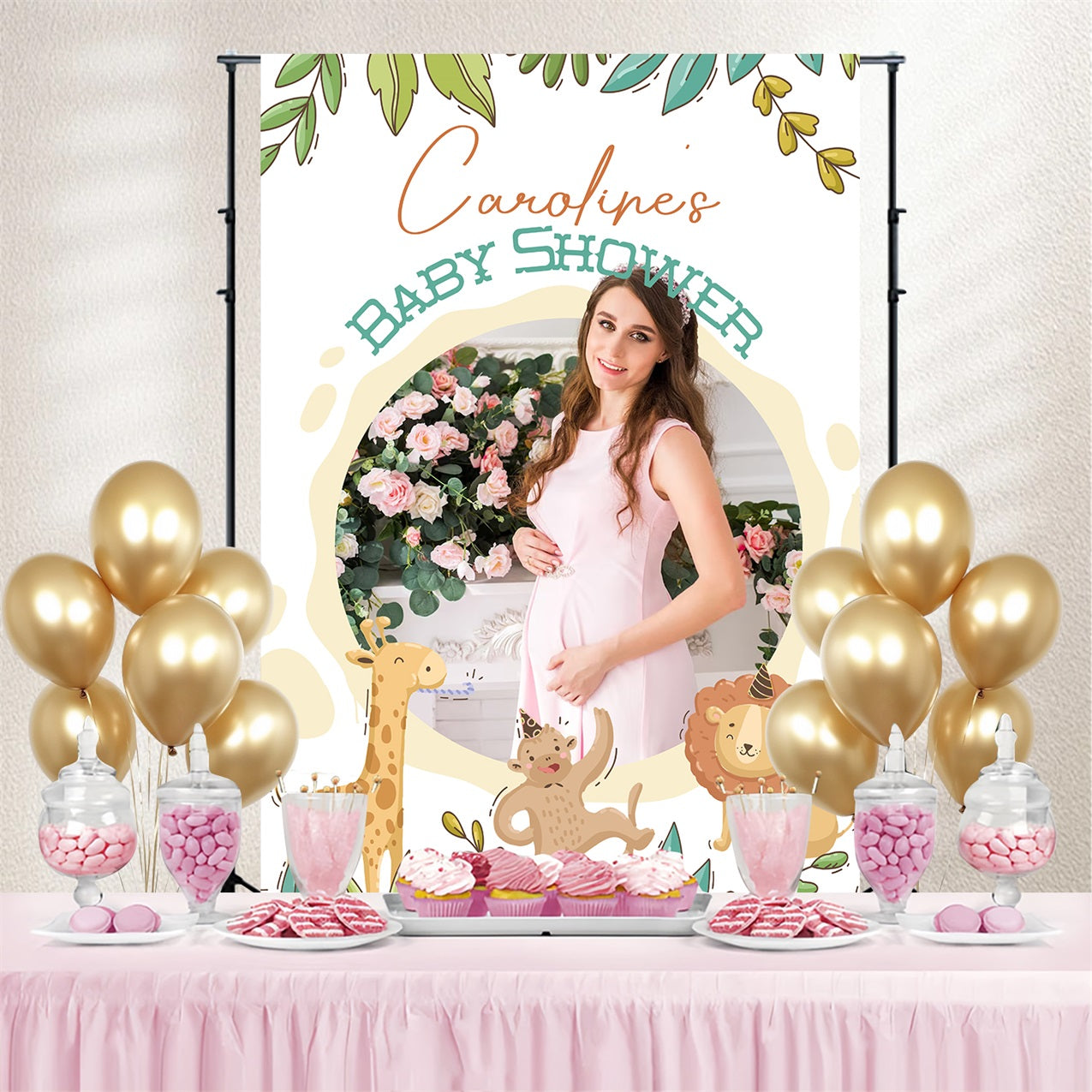 Safari Baby Shower Backdrop Cartoon Jungle Animal Personalised Backdrop LXX4-192