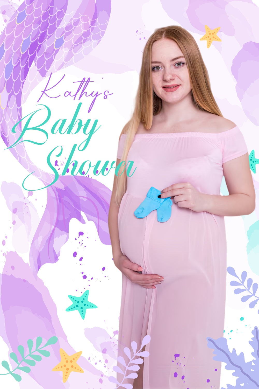 Backdrop Baby Shower Purple Mermaid Tail Custom Backdrop LXX4-197