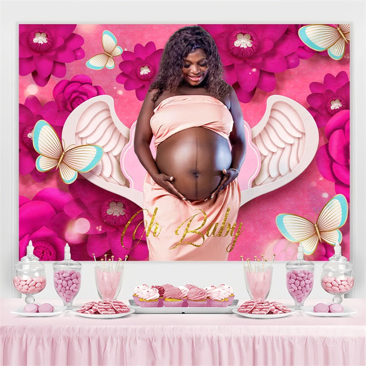 Floral Baby Shower Backdrop Floral Heaven Angel Personalised Backdrop LXX4-201