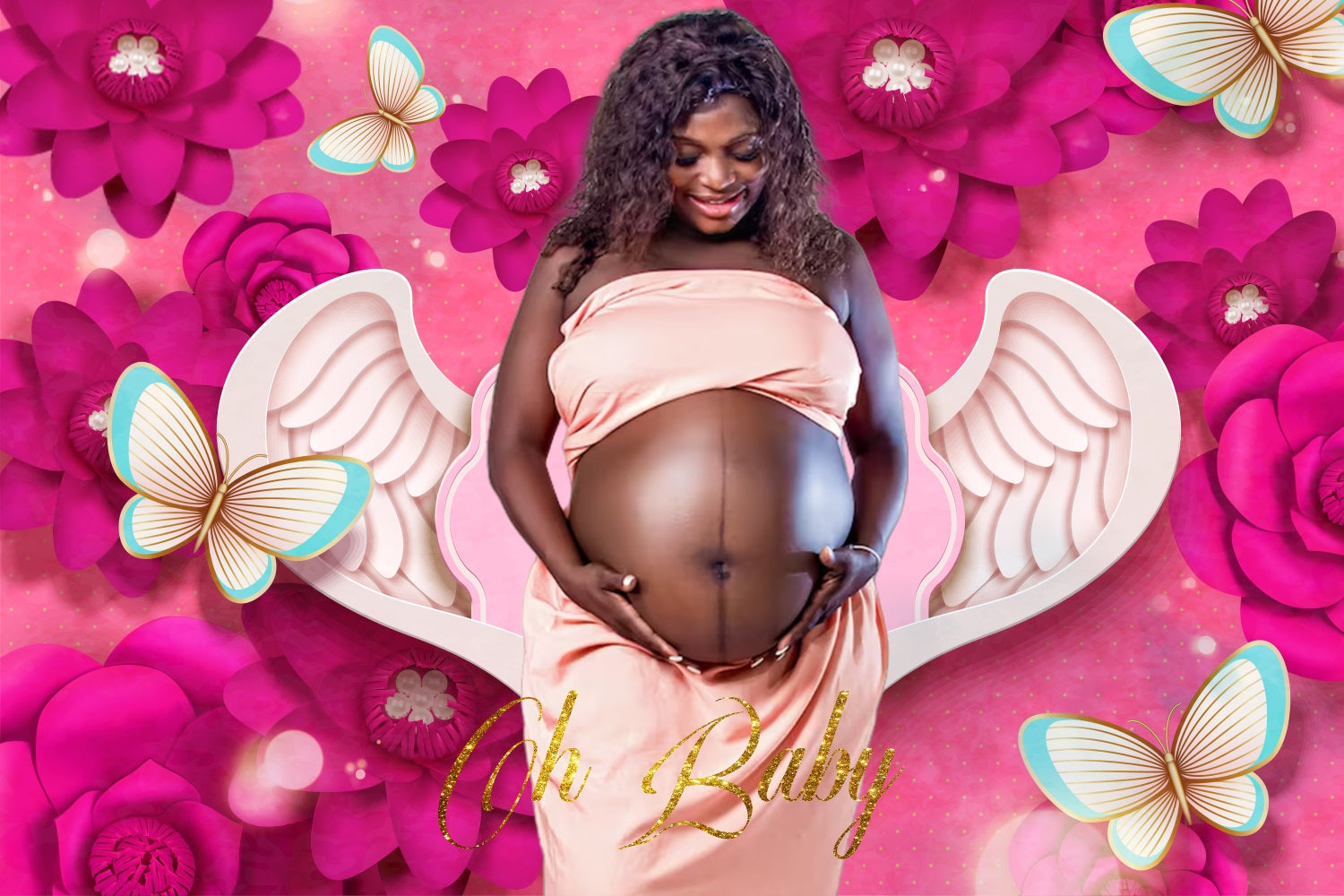 Floral Baby Shower Backdrop Floral Heaven Angel Personalised Backdrop LXX4-201