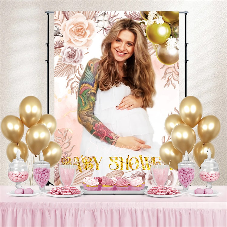 Boho Baby Shower Backdrop Bloom Balloon Personalized Backdrop LXX4-212