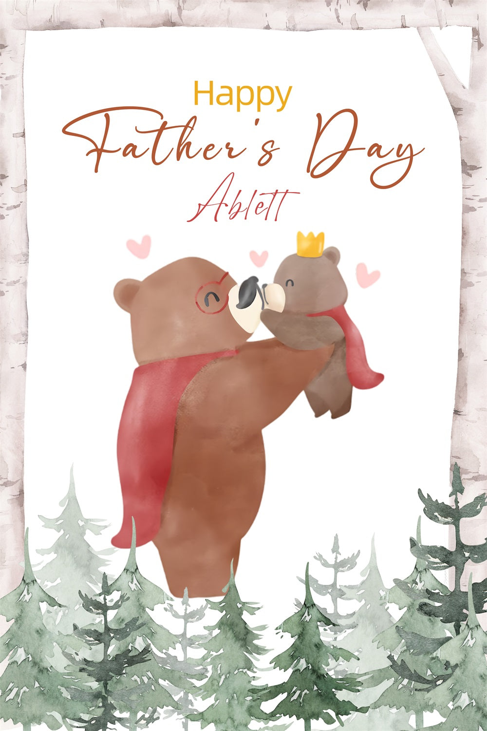 Father's Day Backdrop Woodland Bear Hug Personalised Backdrop LXX4-54