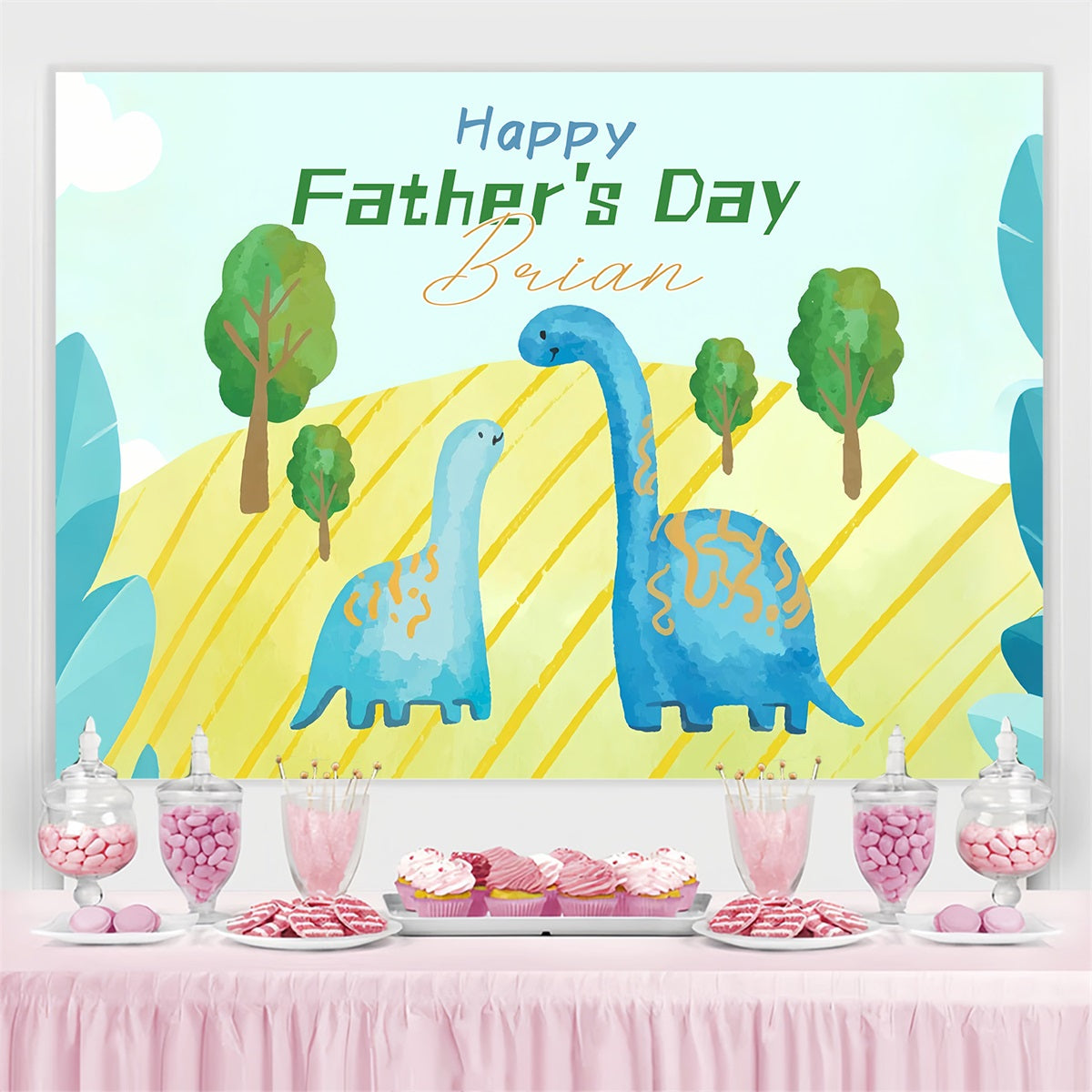 Fathers Day Backdrops Dinosaur Sunshine Meadow Personalized Backdrop LXX4-56
