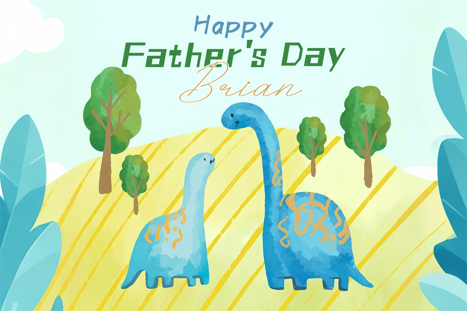 Fathers Day Backdrops Dinosaur Sunshine Meadow Personalized Backdrop LXX4-56