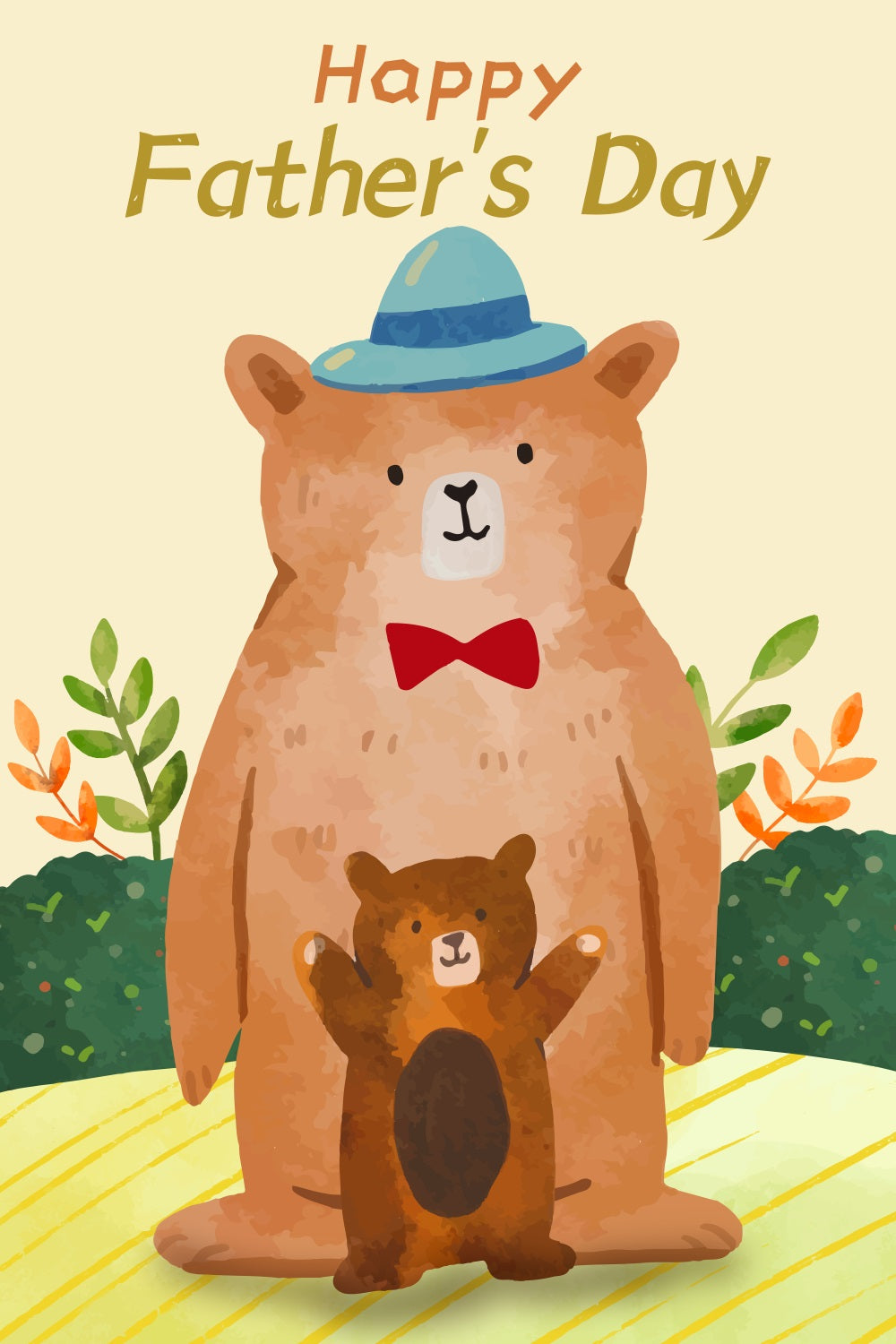 Fathers Day Backdrop Cute Brown Bears Personalized Backdrop LXX4-59