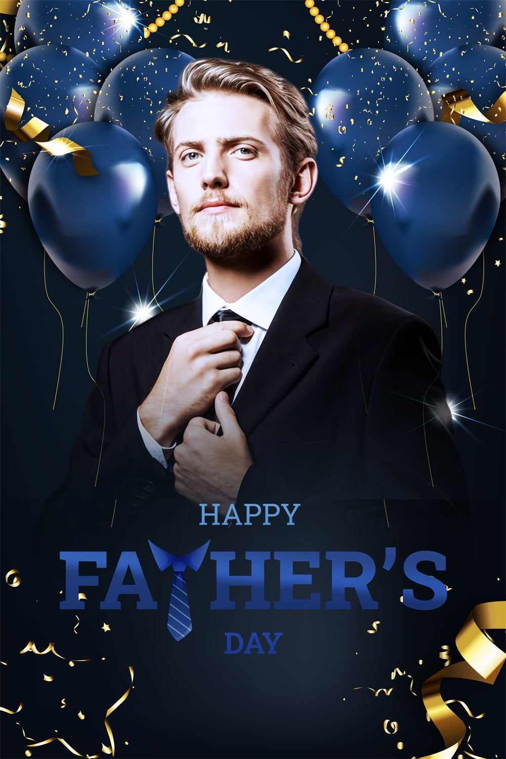 Fathers Day Photo Backdrop Blue Confetti Balloons Personalized Backdrop LXX4-62