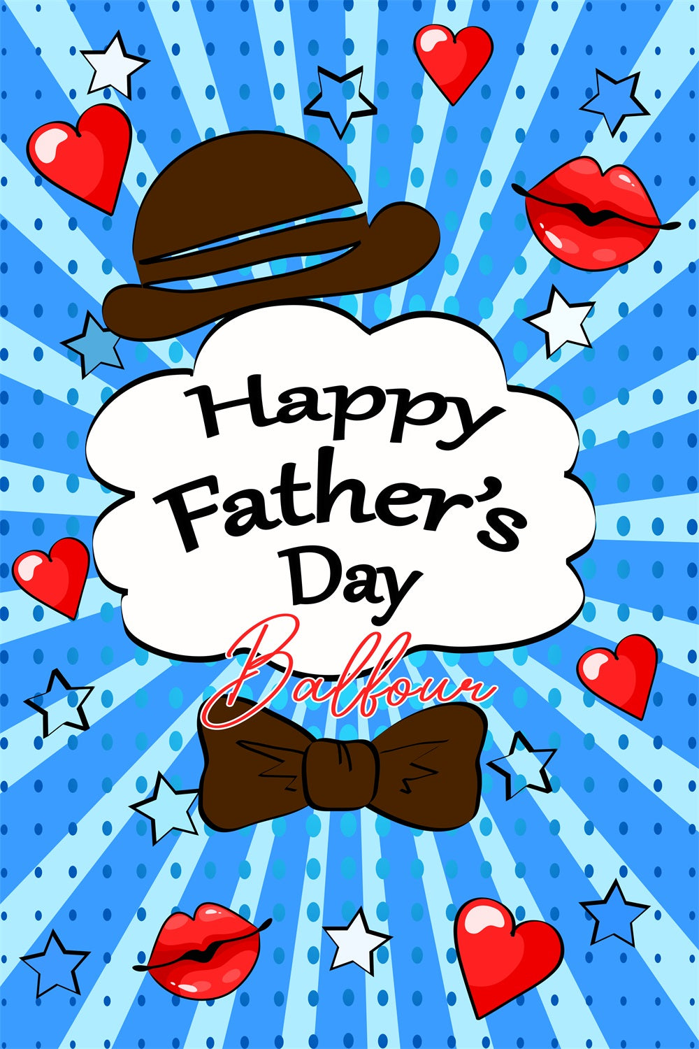Backdrop For Father's Day Red Lips Hearts Stars Personalized Backdrop LXX4-66