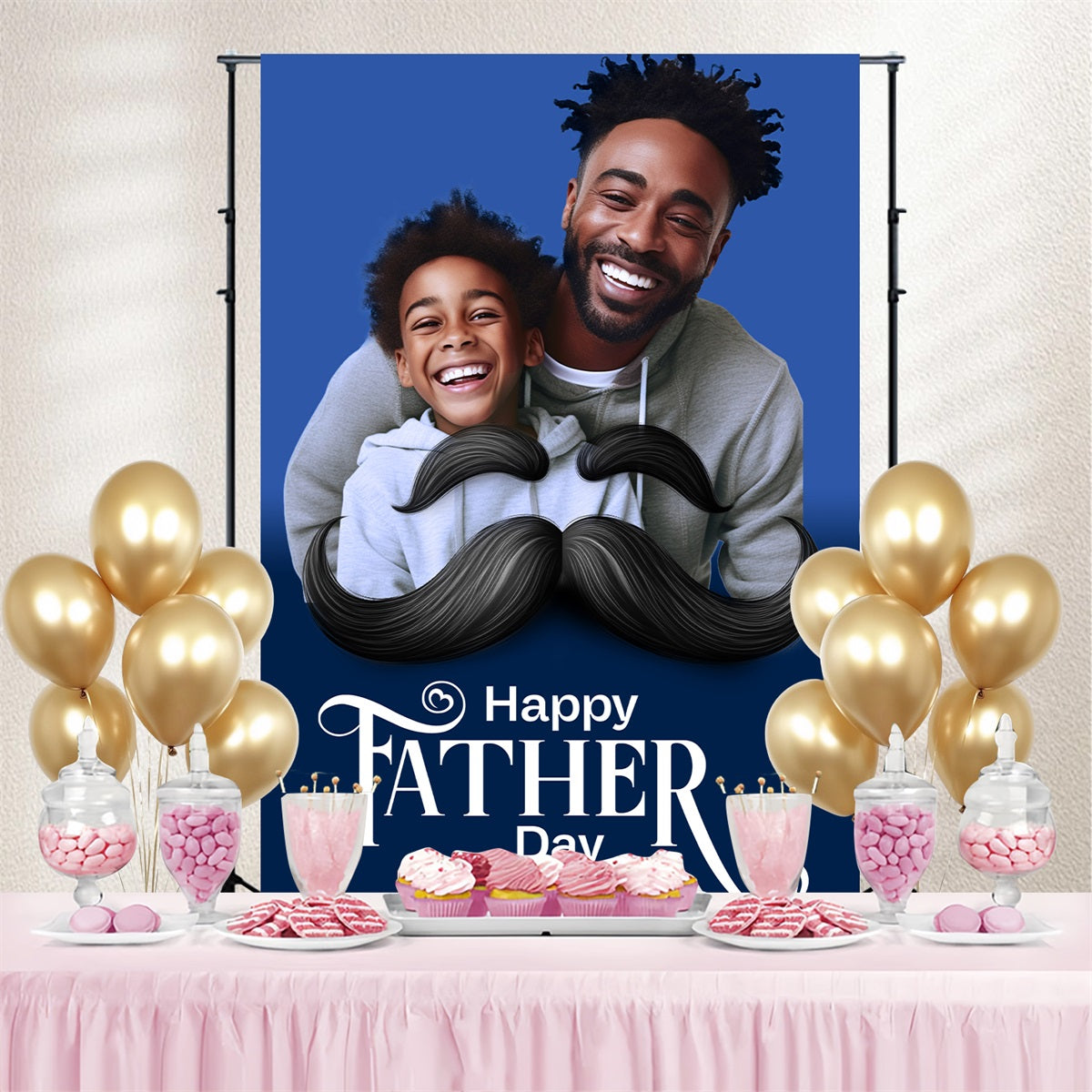 Backdrop For Fathers Day Mustache Style Personalised Backdrop LXX4-68