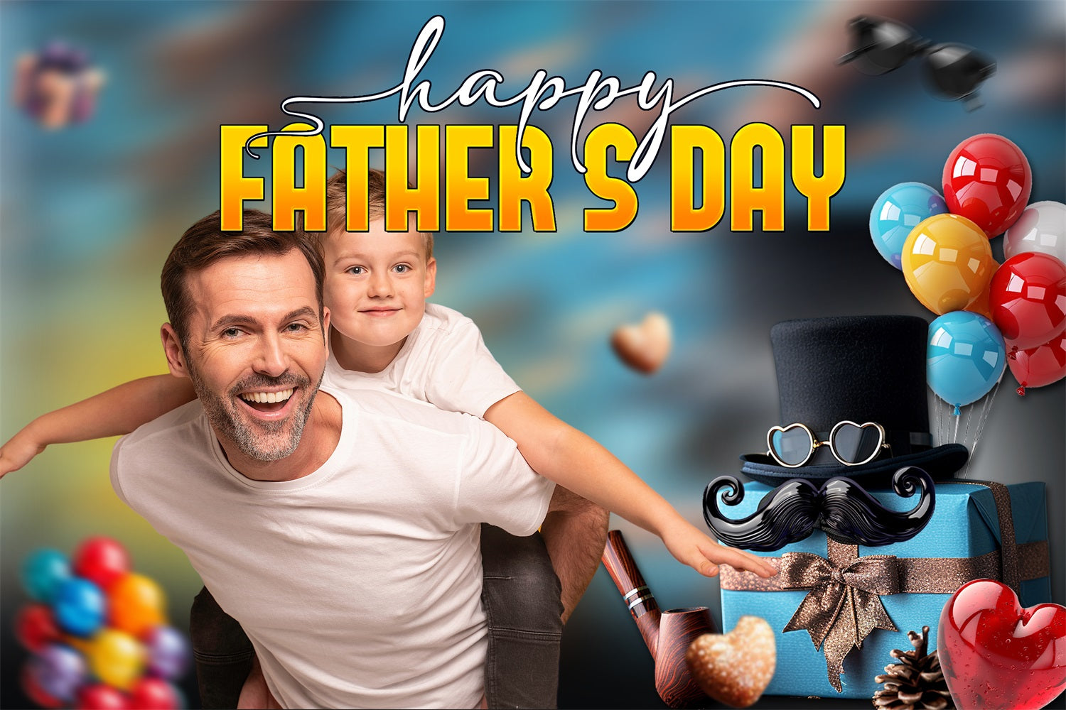 Father's Day Backdrop Ideas Colorful Balloons Gift Personalised Backdrop LXX4-71