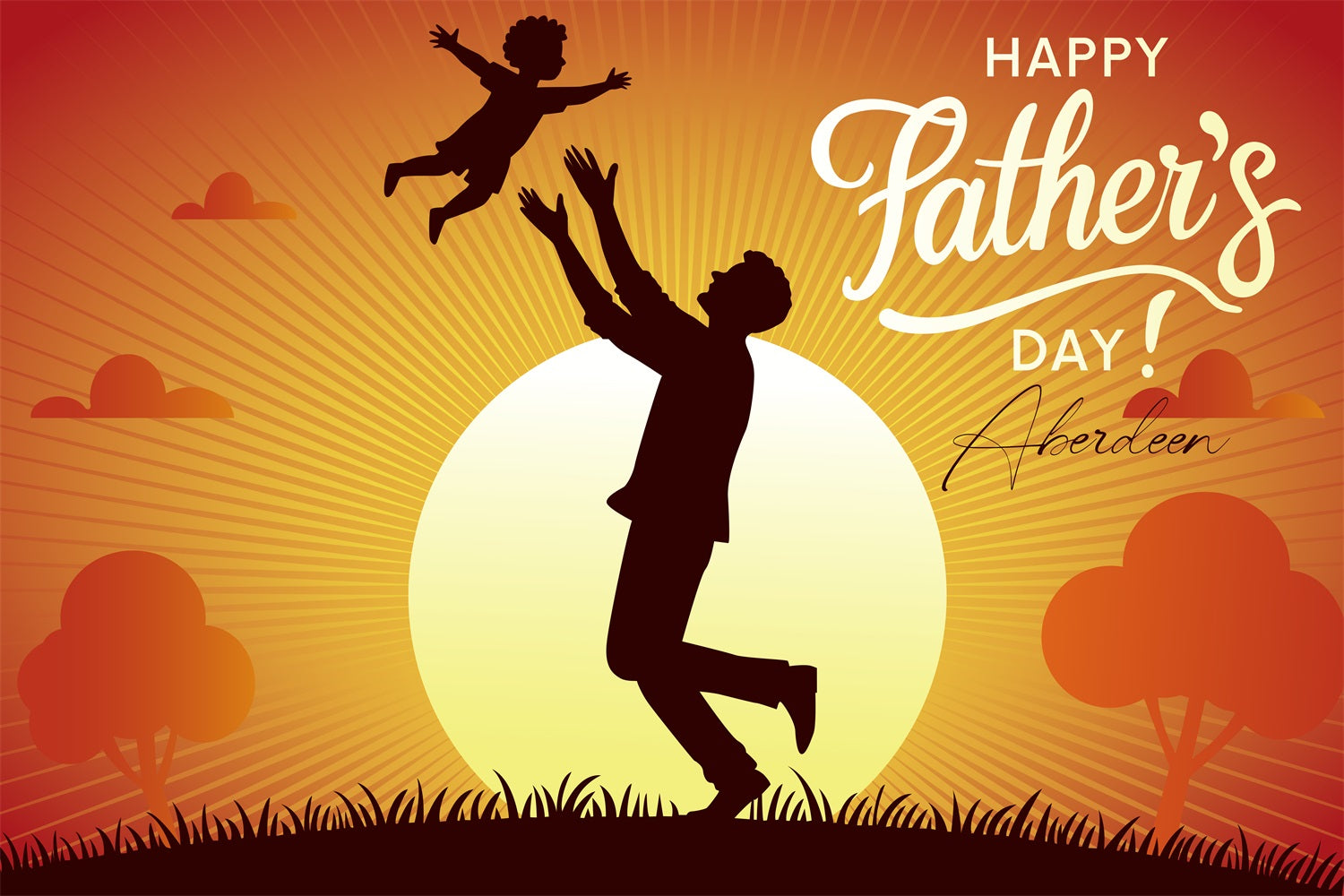 Father's Day Backdrop Sunset Silhouette Personalized Backdrop LXX4-73
