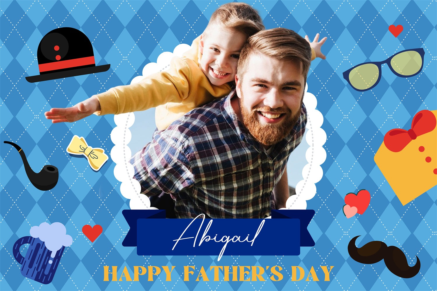 Fathers Day Photo Backdrop Ideas Cartoon Gift Personalized Backdrop LXX4-88