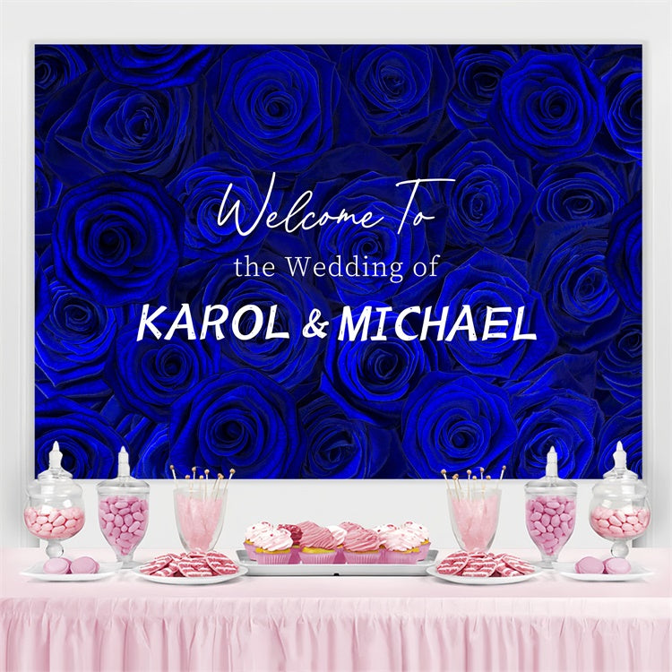 Customized Wedding Backdrop Luxurious Blue Rose Backdrop LXX4-93