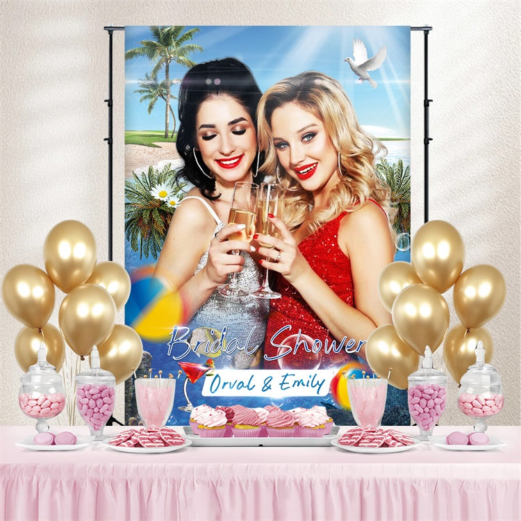 Bridal Shower Backdrop Ideas Tropical Beach Custom Backdrop LXX4-94