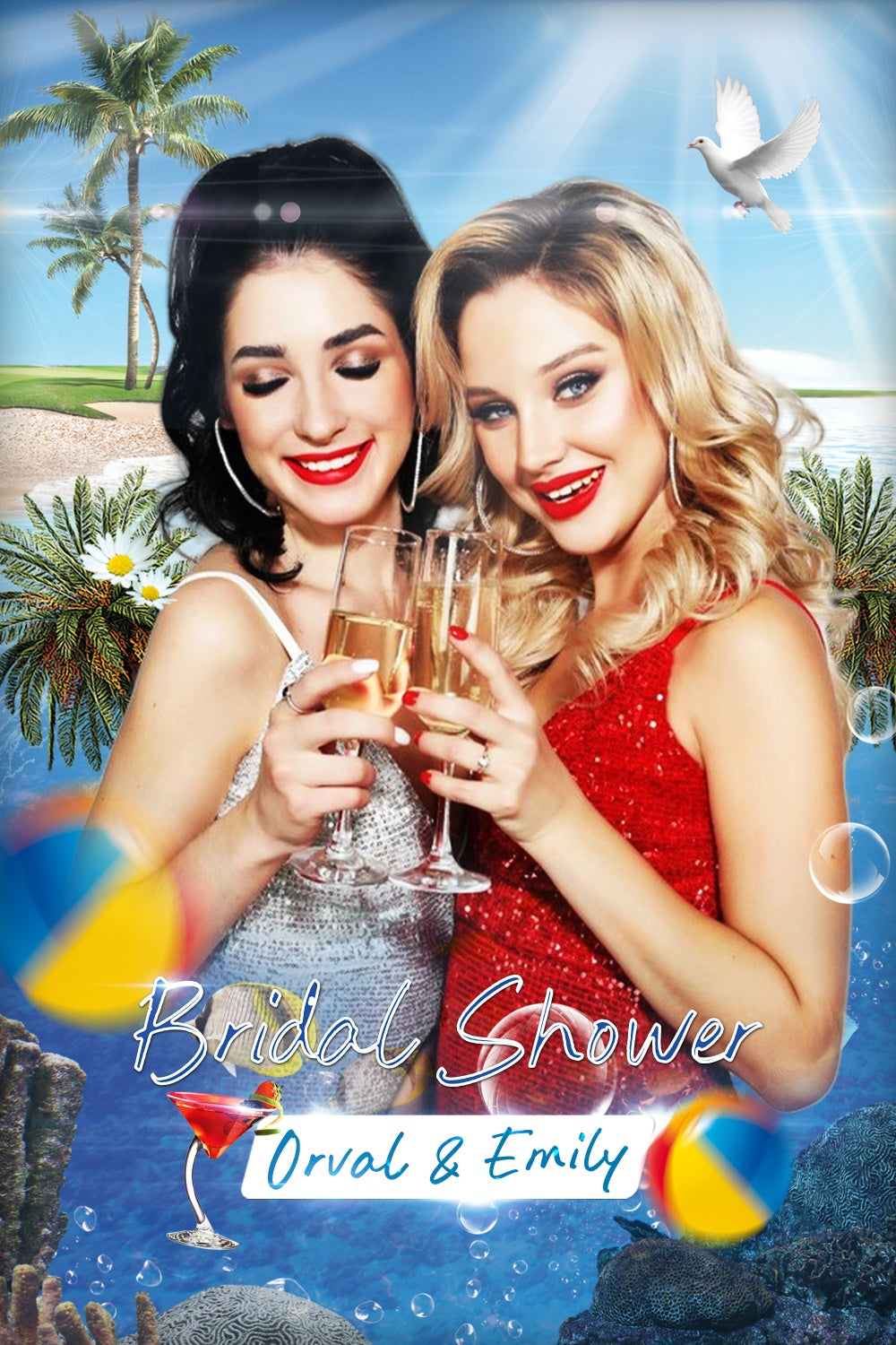Bridal Shower Backdrop Ideas Tropical Beach Custom Backdrop LXX4-94