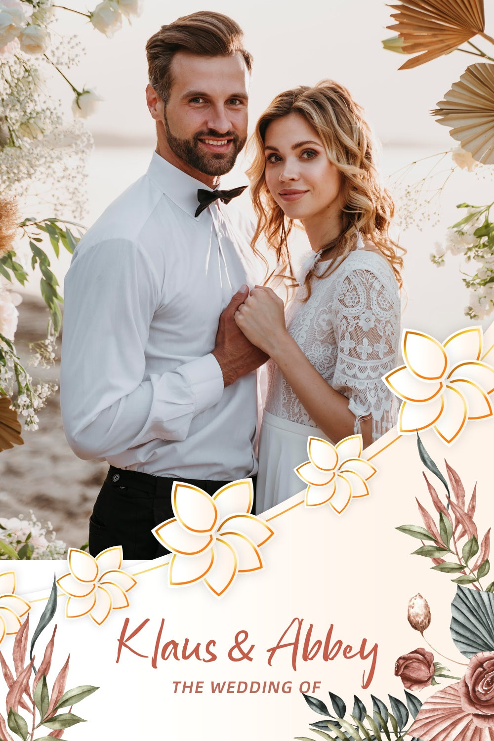 Custom Wedding Photo Backdrop Coastal Romance Floral Backdrop LXX4-98
