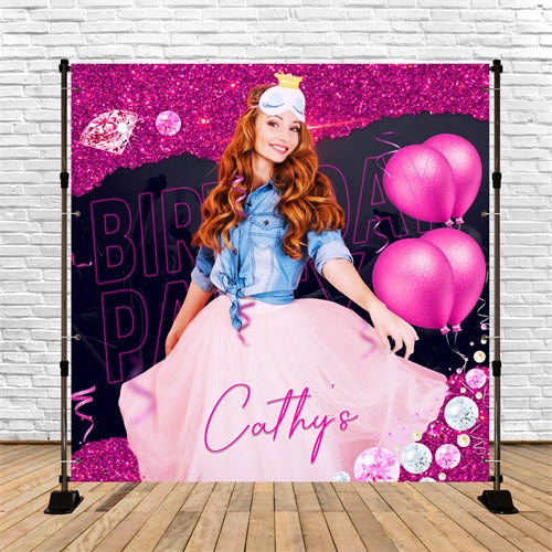 Personalized Backdrop For Birthday Diamond Ballloon Celebration Backdrop LXX5-106
