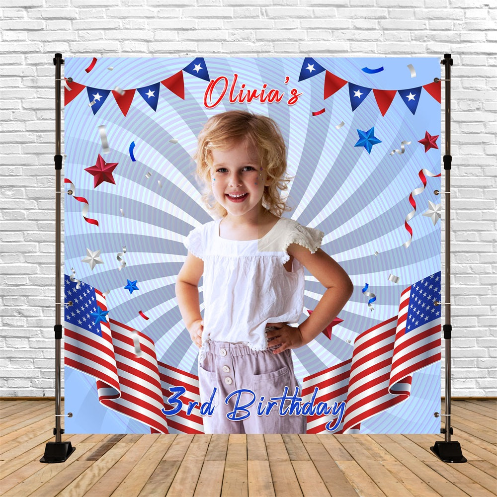 Birthday Photoshoot Backdrop Star Spangled Third Personalized Backdrop LXX5-108