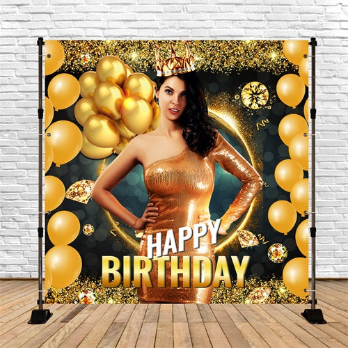 Birthday Backdrops Sparkle Party Balloons Personalized Backdrop LXX5-116