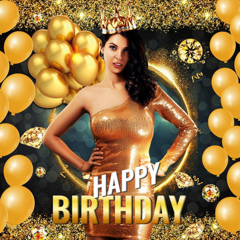Birthday Backdrops Sparkle Party Balloons Personalized Backdrop LXX5-116