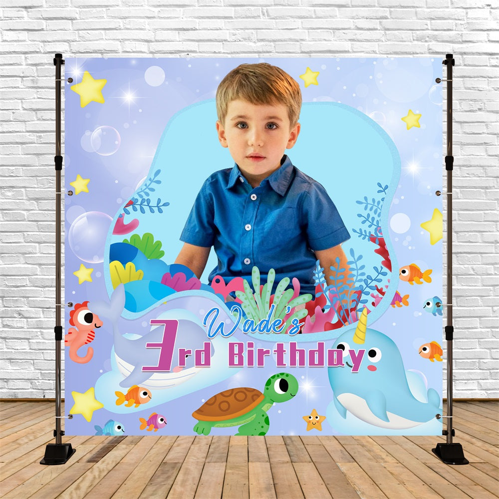 Personalized Birthday Backdrop 3rd Underwater Adventure Backdrop LXX5-132