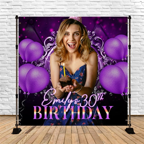 Birthday Party Backdrop Purple Popped 30th Personalized Backdrop LXX5-138