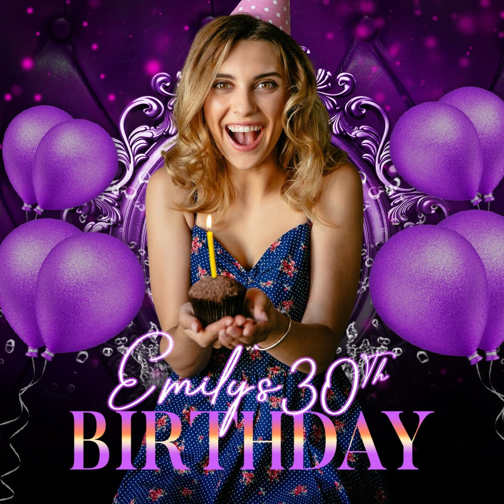 Birthday Party Backdrop Purple Popped 30th Personalized Backdrop LXX5-138
