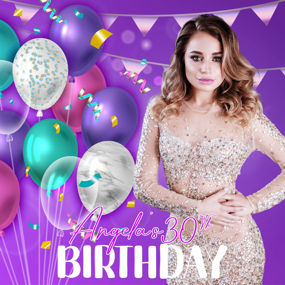 Custom Birthday Backdrops Colorful Balloon 30th Backdrop LXX5-143