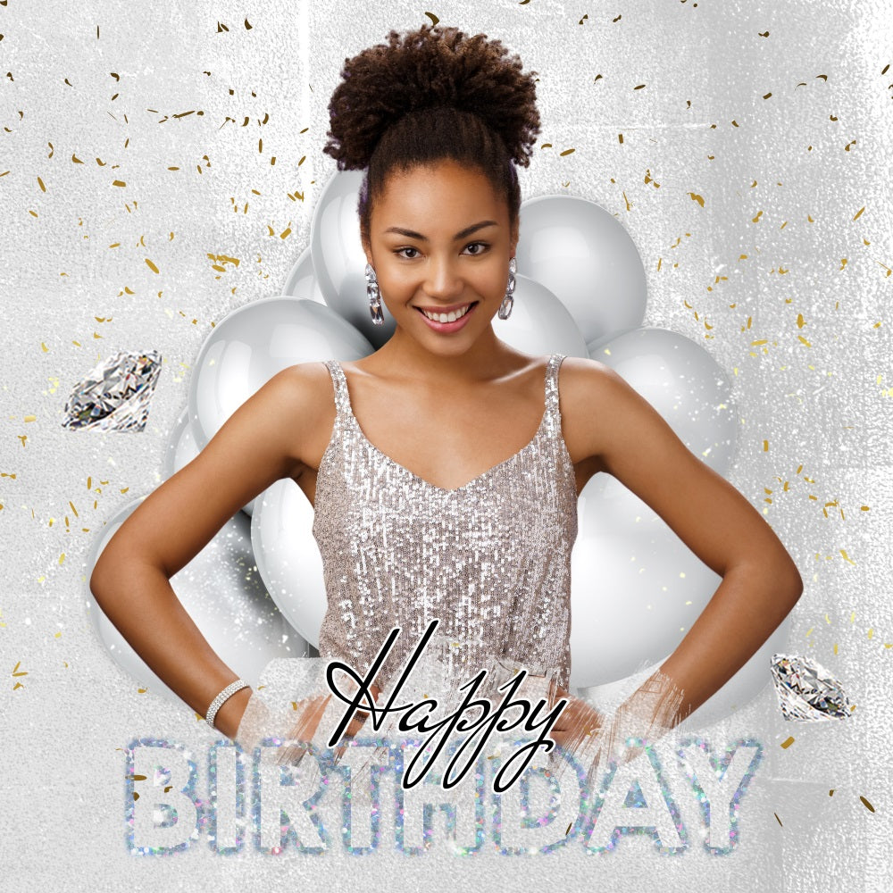 Birthday Photoshoot Backdrop Sparkling Silver Celebration Customized Backdrop LXX5-151