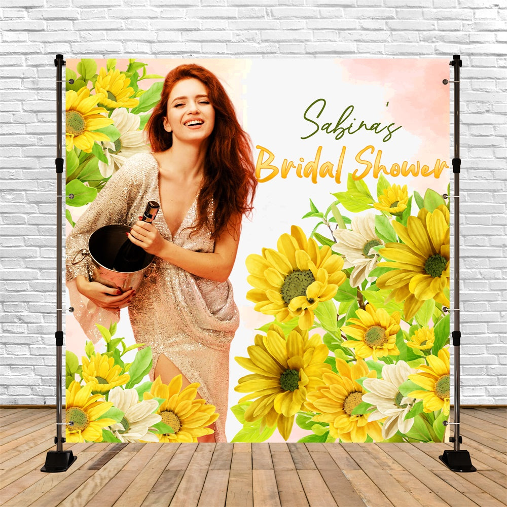 Bridal Backdrop Champagne Yellow Blooms Personalized Backdrop LXX5-189
