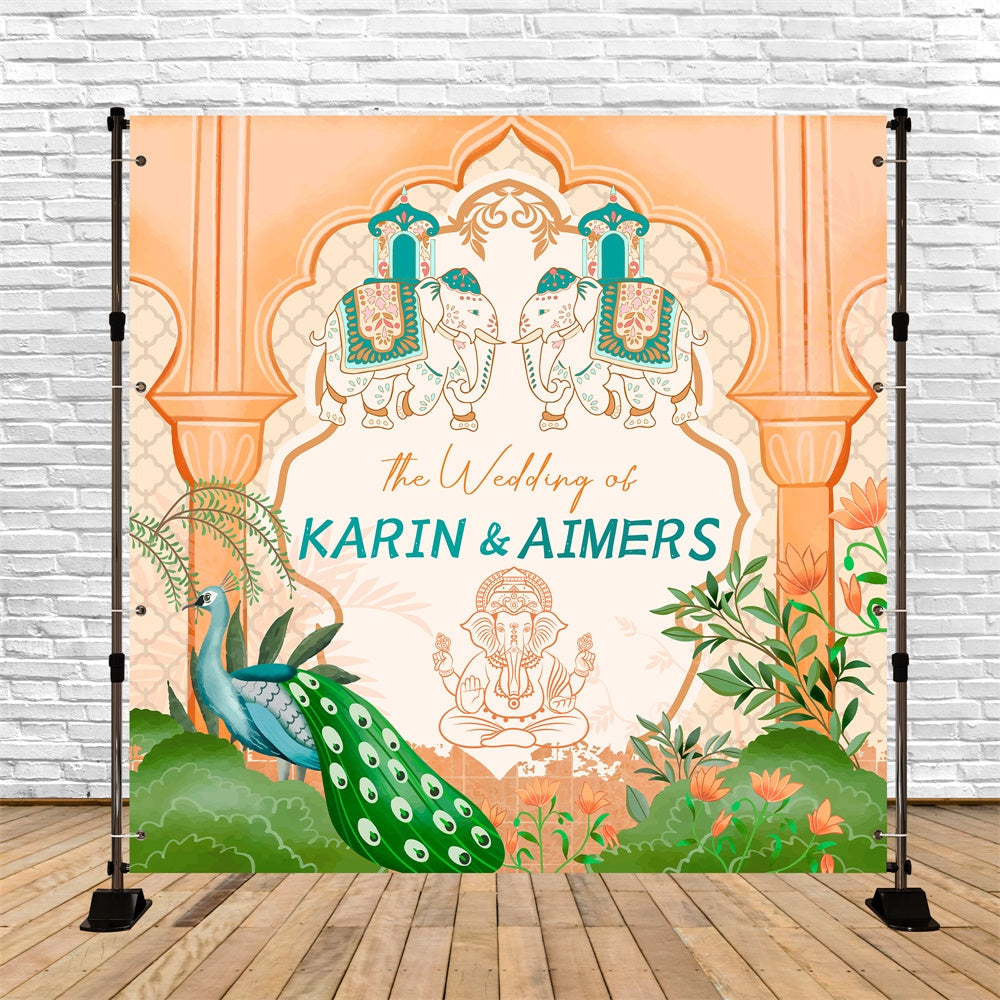 Indian Wedding Backdrop Traditional Elephant Arch Custom Backdrop LXX5-198
