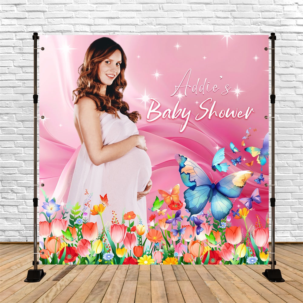 Custom Baby Shower Backdrop Butterfly Garden Glow Backdrop LXX5-243