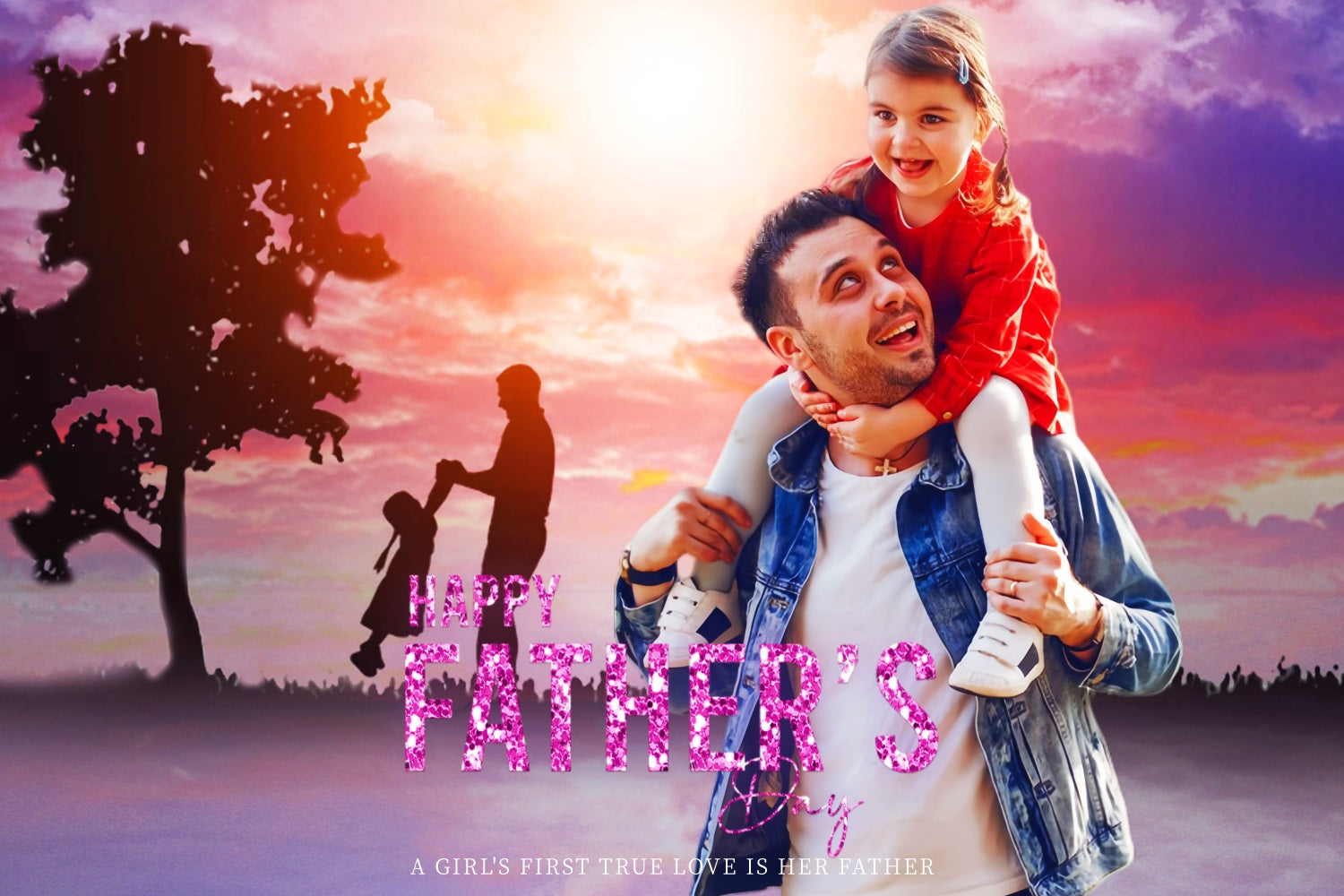 Fathers Day Backdrop Sunset Silhouette Sky Custom Backdrop LXX5-33