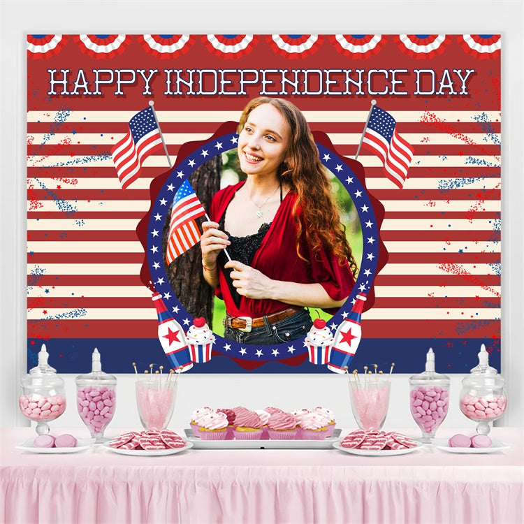 American Flag Backdrop Vintage Flag Fireworks Customized Backdrop LXX5-43