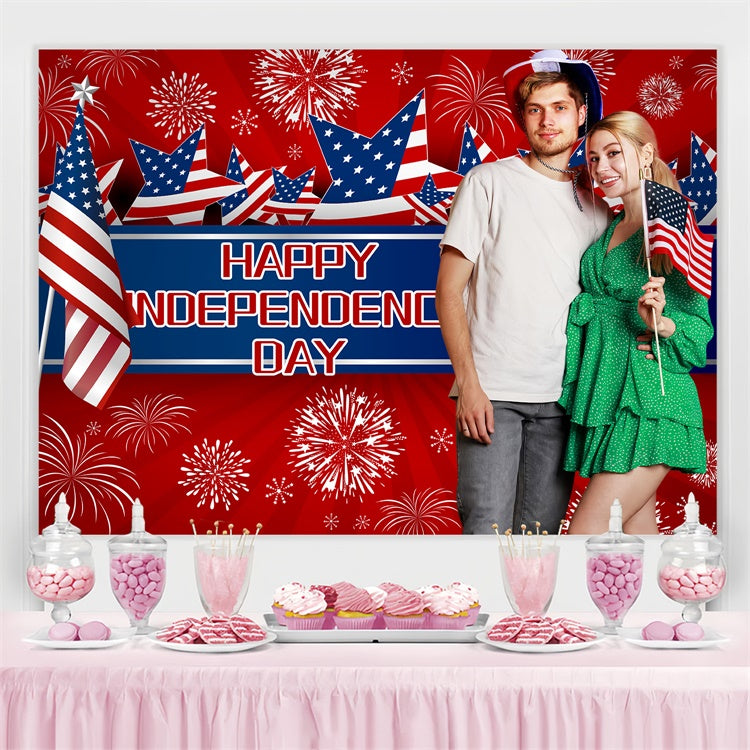 4th of July Fireworks Backdrop Star Flag Personalized Backdrop LXX5-51