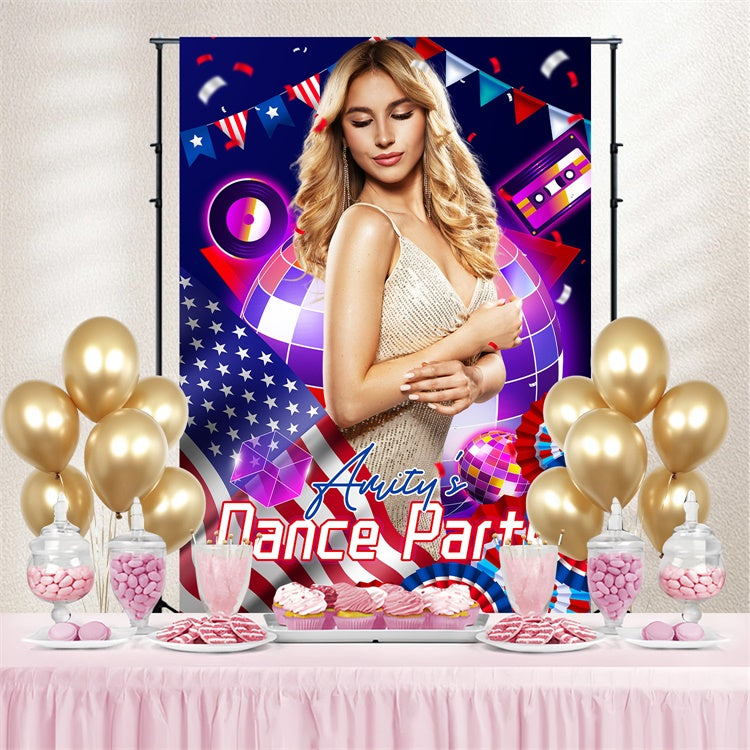 Independence Day Backdrop Patriotic Disco Custom Dance Backdrop LXX5-59