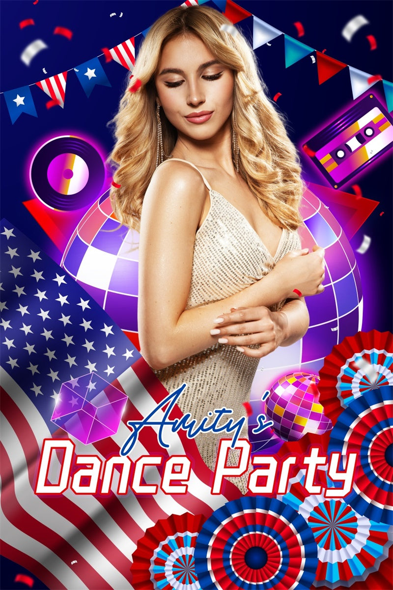 Independence Day Backdrop Patriotic Disco Custom Dance Backdrop LXX5-59