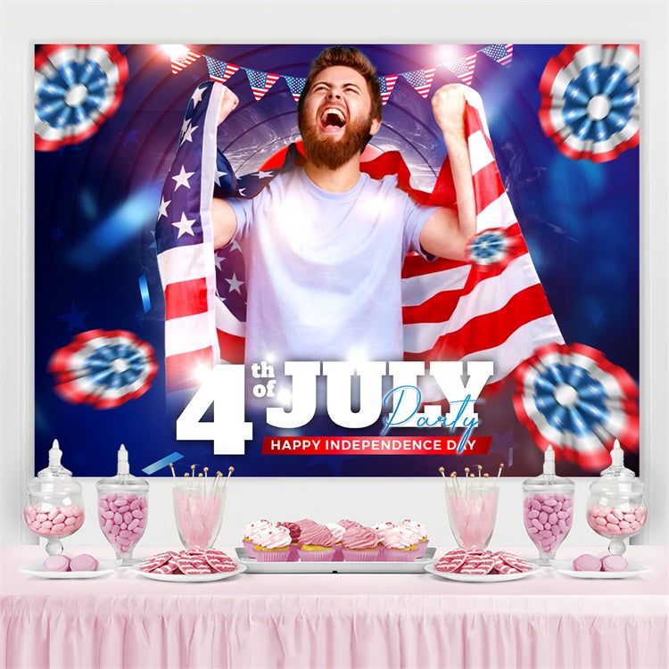 American Flag Backdrop Energetic Patriotic Burst Custom Backdrop LXX5-62