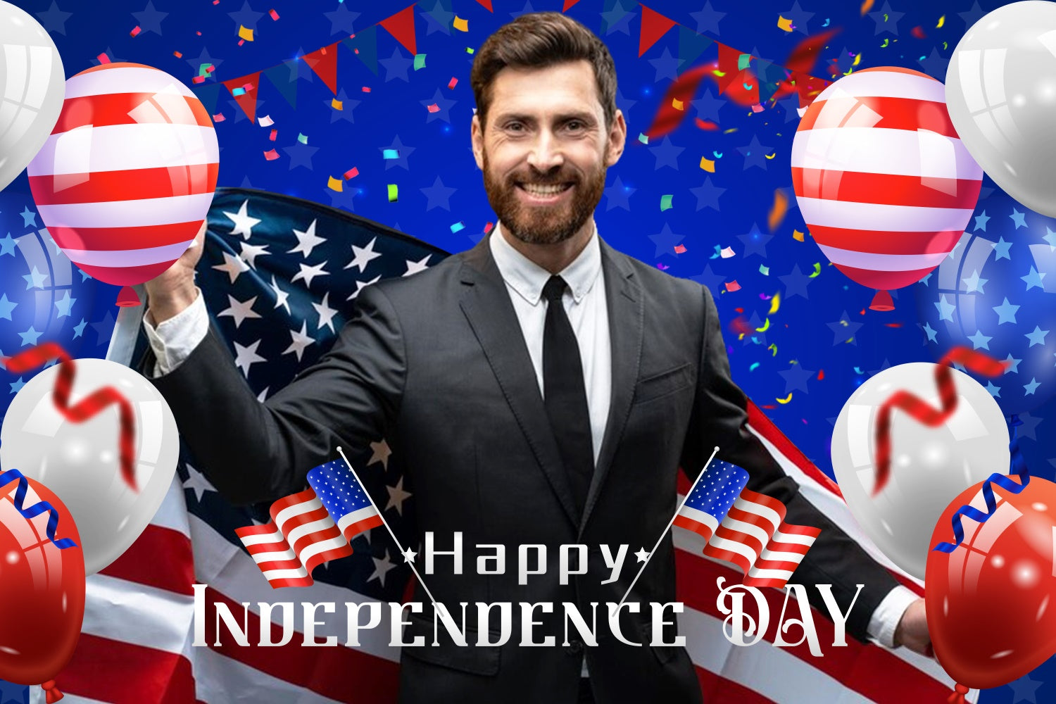 American Flag Backdrop Elegant Balloon Patriot Custom Backdrop LXX5-64