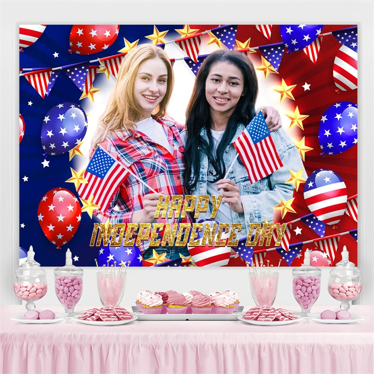 4th of July Backdrop Shiny Patriotic Balloons Customized Backdrop LXX5-66