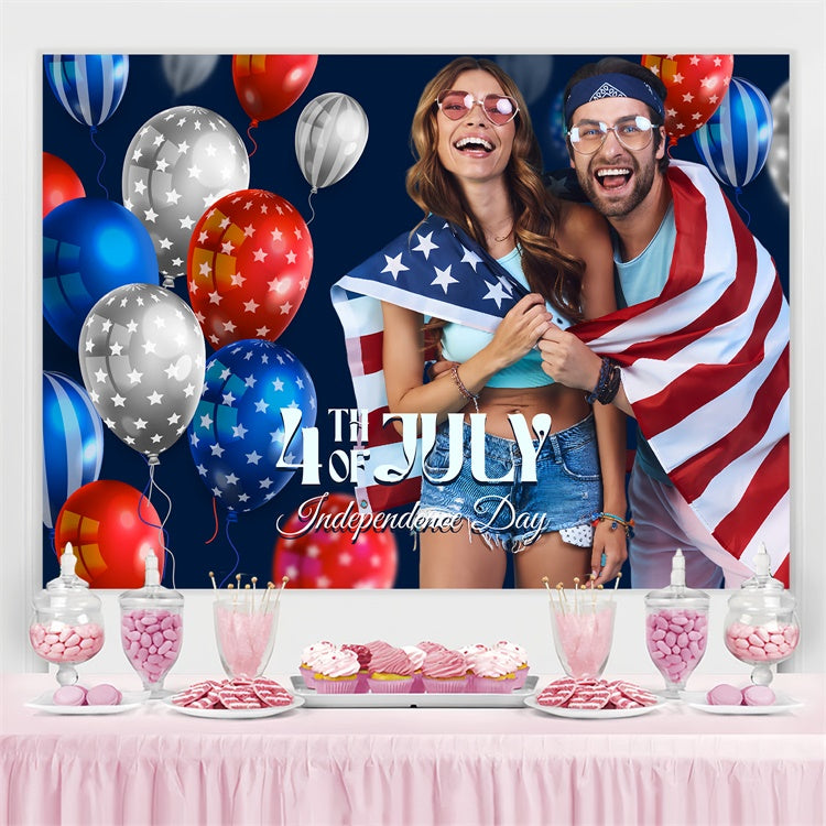 4th of July Photo Backdrop Balloons Celebration Custom Backdrop LXX5-67