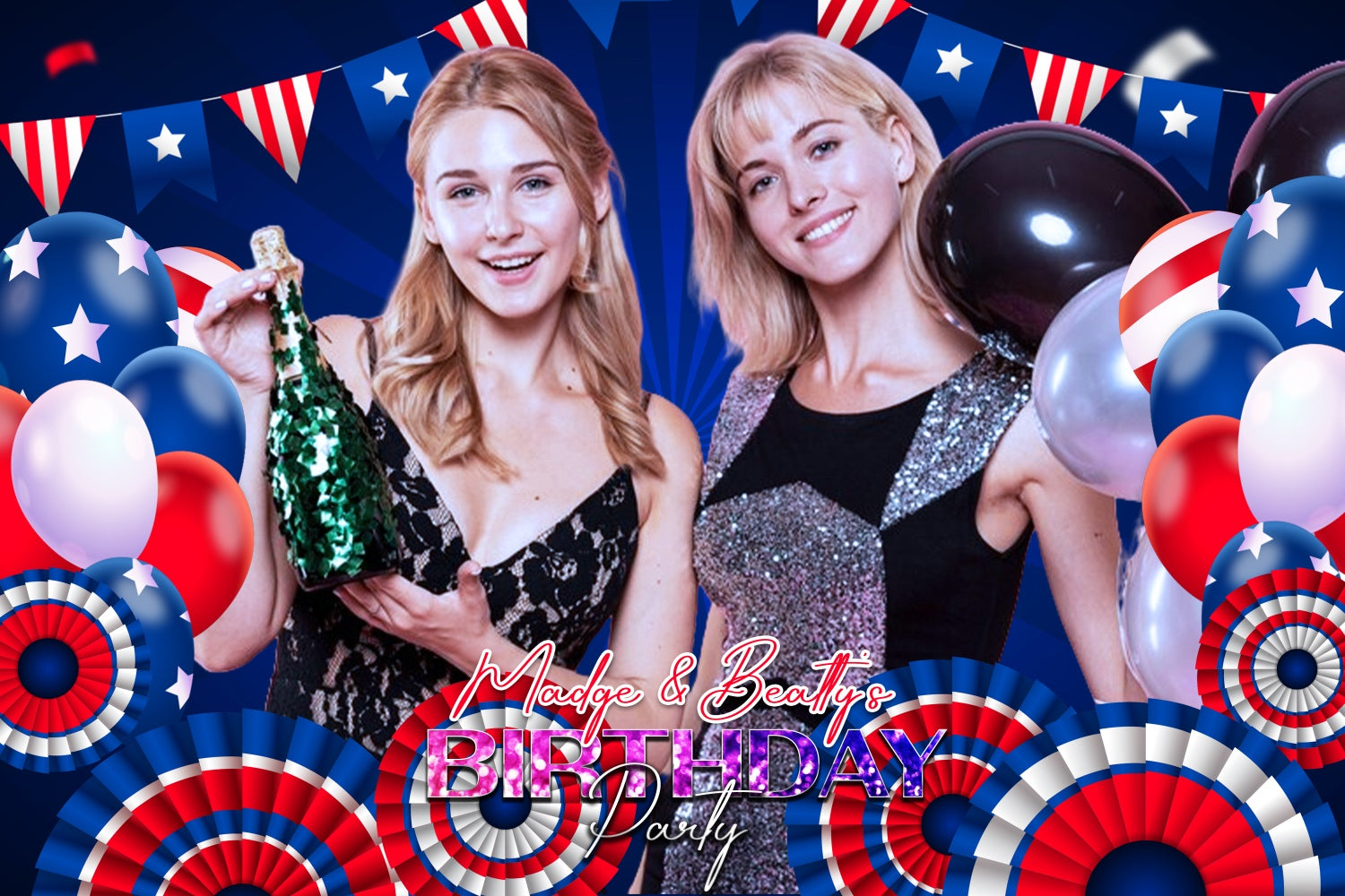 4th of July Backdrops Glamorous Balloon Custom Birthday Backdrop LXX5-74