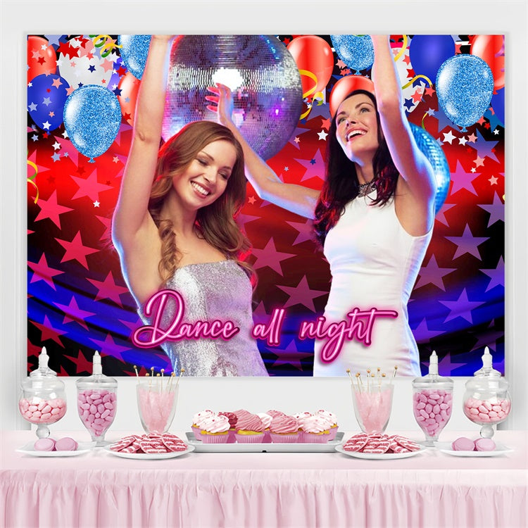4th of July Photo Backdrop Patriotic Disco Dance Party Backdrop LXX5-76