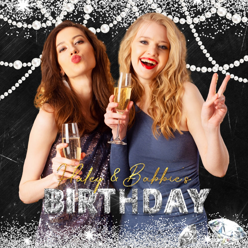 Birthday Backdrop Sparkling Bash Personalised Backdrop LXX5-89